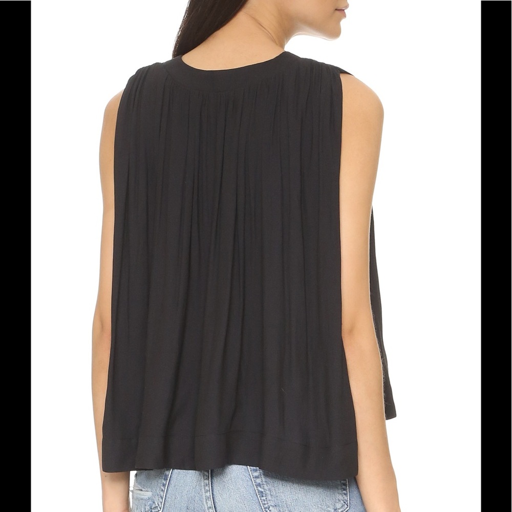 Free People Black Darcy Blouse V Neck Size Medium - Picture 2 of 4